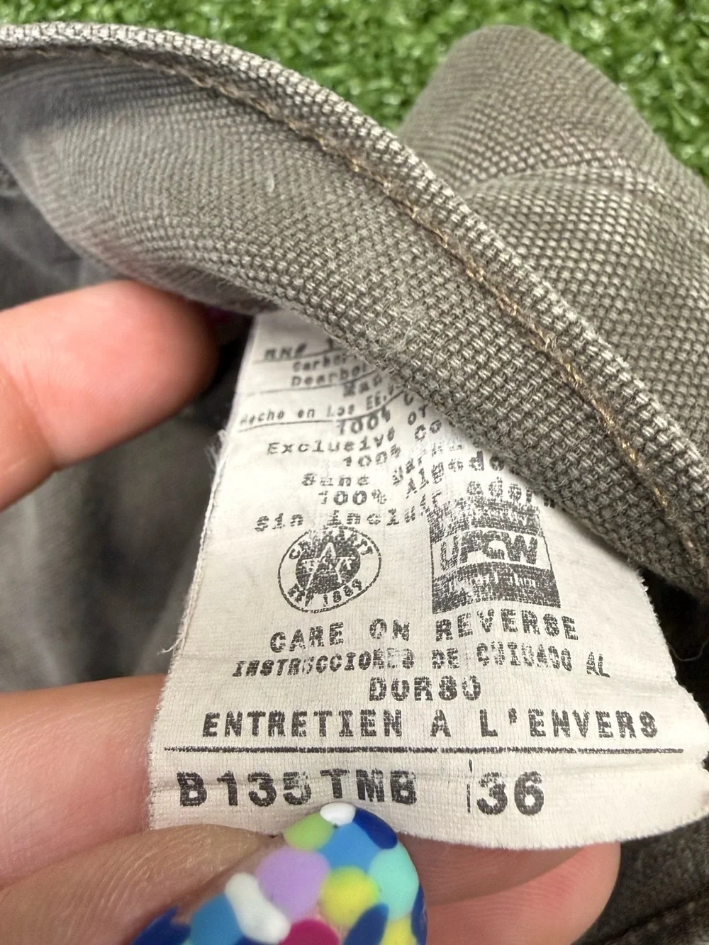 Vintage Carhartt made in USA B135 Canvas Work Shorts Brown Loose Relax Fit 36